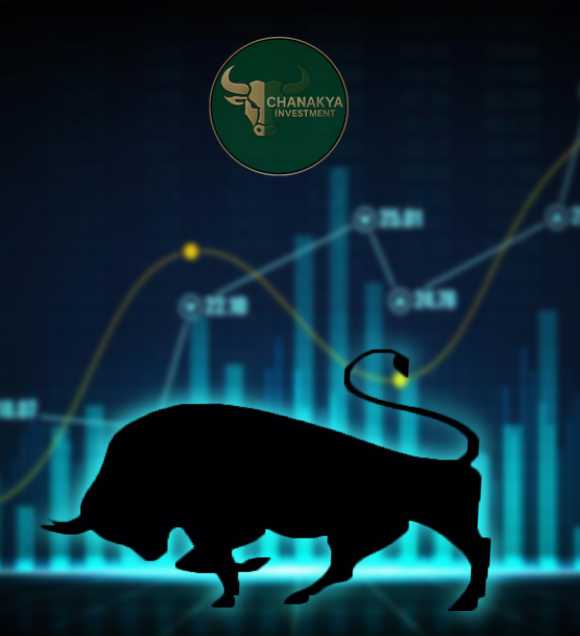 Wolf illustration representing market strength with trading chart